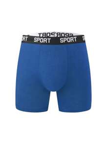 12 Pieces Of Men's Underpants, SPORT Letter Waistband, Solid Color Extended Leg Underwear, Suitable For All Seasons, Youth Sports Sweat Absorbing Shorts, Casual, Soft, Comfortable, Breathable Men's Boxer Underwear Suitable For Everyone's Daily Wear - Multicolor - View 7
