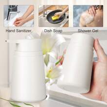 2-Pack Bathroom Lotion Dispenser Bottles - Sleek & Functional Refillable Containers For Shower Or Sink Home Bathroom Decor Summer Back To School - White - View 9