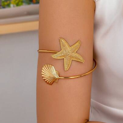 1 chiếc vòng tay sao biển và vỏ sò thời trang tối giản đa năng, lấy cảm hứng từ đại dương