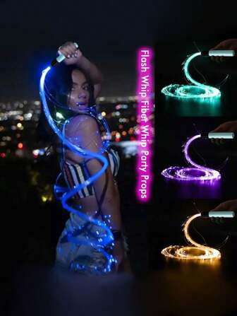 360° LED Fiber Optic WhipSwivel Super Bright Optical Hand Rope Light-Up Pixel Whip Flow Toy Dance Party Show For Party