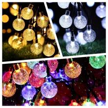 1PC 20LED/30LED/50LED/100LED Outdoor Solar Bubble Ball String Light, 8 Flashing Modes, Suitable For Garden, Courtyard, Wedding, Party, Balcony Decoration (Warm White, White, Color)