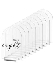 10 PEÇAS Placa de Direção para Festa de PMMA Transparente, Número de Mesa em Branco com Base Transparente para Festa de Casamento