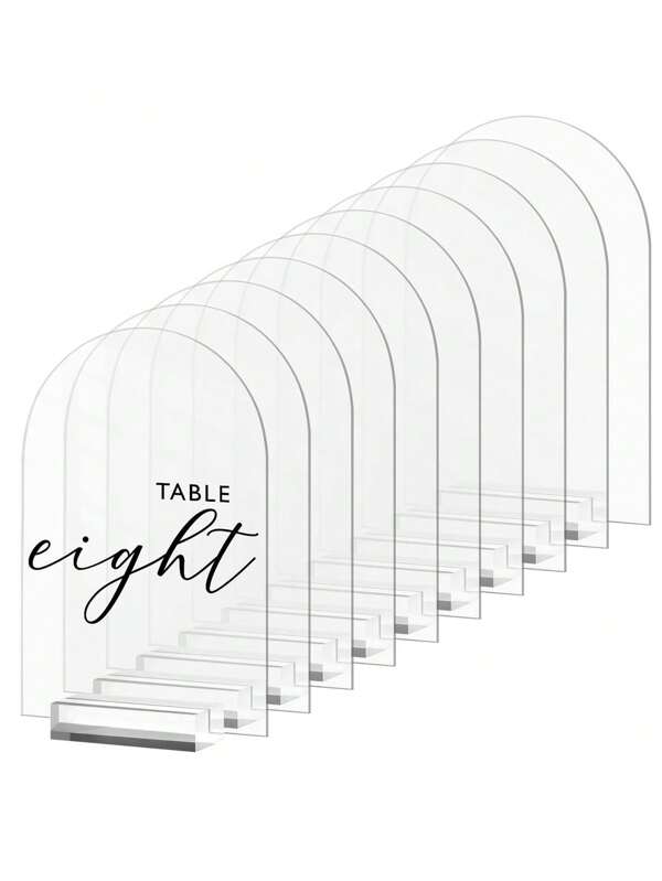 10 PEÇAS Placa de Direção para Festa de PMMA Transparente, Número de Mesa em Branco com Base Transparente para Festa de Casamento
