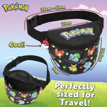 pokemon Bag Bum Bags Travel School Festival Lightweight Adjustable Fanny Pack Waist Zipped Pocket Pikachu Gift - Black - View 6