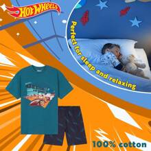 Hot Wheels Short Pyjama Set Cotton 2 Piece Loungewear Gift - Blue - View 4