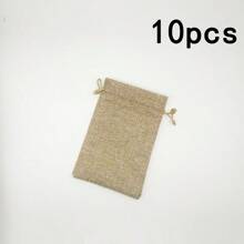 1/10pcs Natural Linen Jute Drawstring Bags | Rustic Beige Fabric Pouches For Jewelry & Party Favors | Storage Sacks With Tied Closure, For Mother's Day, Bridesmaid Gifts, Graduation Gifts, Birthday Gifts, Wedding Gifts,Birthday,Bride,Wedding