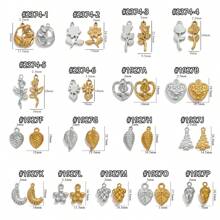 5 Pieces Of 304 Stainless Steel 18k Gold-Plated Vintage Rose Pendant Necklace And Bracelet With Titanium Steel Heart Heart Shape DIY Waterproof Leaf Pendant - Pendant - View 5