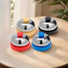 1pc Electroplated Buzzer Bell, Tabletop Game Card Companion, Metal Craft Mirror Finish Silver Hand Clapper Bell - Multicolor - View 3