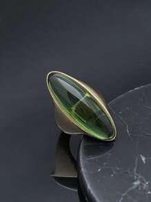 Fashion High Quality Golden Beautiful Green Rhinestones Rings Artificial Crystal Deep Green Rings For Women's - Gold Ring - View 15