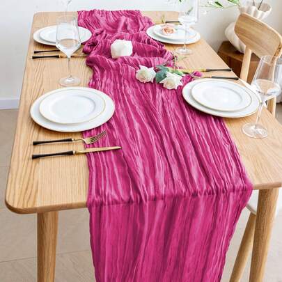 1pc Cheese Cloth Tablecloth, Bohemian Rustic Gauze, 300cm X 180cm, 400cm, 10ft (Approx. 300cm), Suitable For Buffet, Dessert Backdrop, Display, Photo Booth, Ceremony, Thanksgiving Farmhouse Table Decor, Can Be Used For Spring/Summer Wedding Drapes, Backdrops, Ceiling Hangings, Chair Covers, Sashes, Cabinets, TV Stands And Gift Wrapping