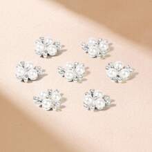 10-100pcs Pearl Flower Shaped Rhinestone Buttons Sparkling Crystal Hairpins DIY Handmade Crafts Decoration Clothes Sewing Accessory - Multicolor - View 6