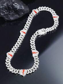 1pc Exquise gebroken hartvormige ketting, Unisex Punk Stijl Hip Hop Mode Liefdesketting Link Heren Sieraden, Multi-Layer Plating Constructie