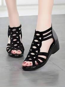 Sandalias deportivas de plataforma con strass para mujer de talla grande, cómodas y versátiles, de estilo romano, zapatos de moda para madres