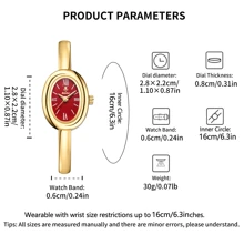 YaLaLuSi 1pc Ladies Elegant Style Quartz Watch Temperament Simple Golden Bracelet Style Ladies Watch Luxury Oval Dial Push Button Design Wear Suitable For Dress Party Daily Wear Gift For Women Valentine's Day Gift