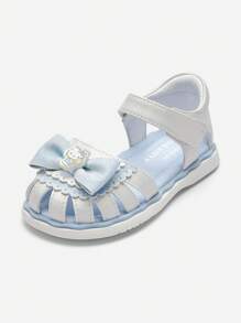 Balabala Girls' Non-Slip Sandals, Sweet & Secure First-Walker Shoes - White and Blue - View 1