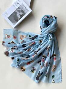 1pc Cute & Funny Dog Wearing Sunglasses Design Lightweight Versatile Fashion Scarf, Suitable For Spring/Summer Travel, Beach, Selfie, Women - Multicolor - View 6