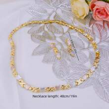Bộ trang sức mạ vàng ba màu dành cho nữ Bộ trang sức trái tim XOXO Phụ kiện váy cưới Bộ vòng cổ hoa tai pha lê vàng - Bộ 4 món - Xem 5