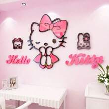 Sanrio 1PC   3D Portable Wall Sticker - Modern Self-Adhesive Animal Themed Decoration With Floral Design For Bedrooms, Living Rooms And Dormitories - Perfect For Home Offices, Parties, Christmas And Birthday Gifts.
