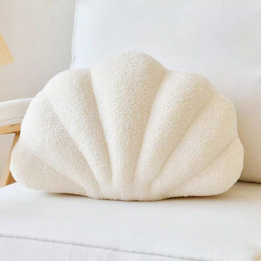 1pc Pink Seashell Throw Pillows, Shell Shaped Throw Pillows, 13 Inch Soft Home Decorative Pillow Plush Cushion For Bed Couch Living Sofa Room Decor Accent Throw Pillow