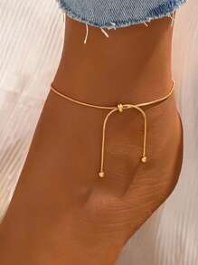 1pc Summer Stainless Steel Jewelry Elegant Chain Adjustable Ankle Bracelet For Women Suitable Wearing High Heels, Beach Vacation, Prom,Cruise Essentials Accessories Women Jewelry