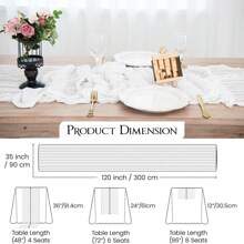 6 piezas Tela de queso blanca para camino de mesa, decoración de mesa romántica sheer al estilo boho country, adecuada para bodas, fiestas, cumpleaños, duchas nupciales, compromisos, decoración del hogar