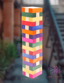 10 jenga madera mayoreo juguete tradicional mexicano bloques apilables diversión familiar entretenimiento creativo habilidad fiestas colores resistentes cultura mexicana organización - Multicolor - Ver 4