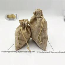 1/10pcs Natural Linen Jute Drawstring Bags | Rustic Beige Fabric Pouches For Jewelry & Party Favors | Storage Sacks With Tied Closure, For Mother's Day, Bridesmaid Gifts, Graduation Gifts, Birthday Gifts, Wedding Gifts,Birthday,Bride,Wedding