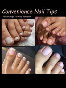 240 piezas de calcomanías mate para uñas de los pies, uñas artificiales acrílicas cuadradas de cobertura total, aptas para salones de uñas y pedicura en casa - Multicolor - Ver 5