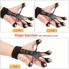 5pcs Strength Trainer Kit With Finger Exerciser, Hand Grip Strengthener, Hand Extension Exerciser, Grip Ball And Forearm Workout Ring For Muscle Building - Black - View 3