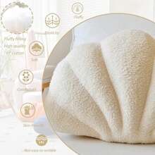1pc Pink Seashell Throw Pillows, Shell Shaped Throw Pillows, 13 Inch Soft Home Decorative Pillow Plush Cushion For Bed Couch Living Sofa Room Decor Accent Throw Pillow