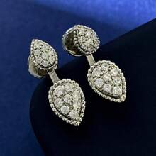 Fashionable Water Drop Rhinestone Earrings, Unique Korean Designer Elegant Party Jewelry Gift