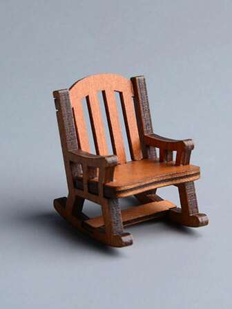 1pc Japanese Style Wooden Rocking Chair Cute Home Decorative Item For Scene Shooting & Resin Craft Desktop Ornament That Can Display Your Favorite Ornaments Or Action Figures Best Gifts Birthday Graduation