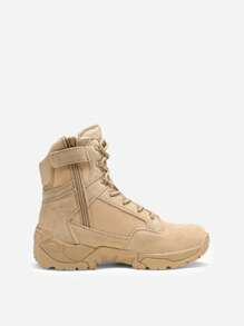 Men's Military Tactical Work Boots Leather Motorcycle Combat Boots - Khaki - View 5