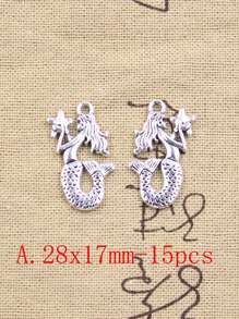 Charms Ocean Mermaid Sea Fish Tail DIY Silver Color Pendants - Antique Silver - View 14