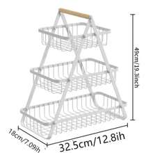 3 Tiers Storage Rack Multi-Purpose Fruit And Vegetable Basket Countertop Storage Shelf For Bathroom Home And Kitchen Organizer Detachable Double/Three-Layer Fruit And Vegetable Basket With Wooden Handle - Multicolor - View 14