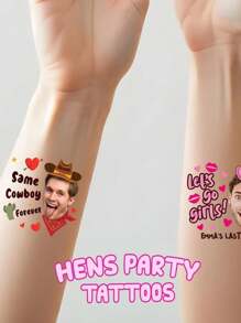 Custom Photo Temporary Tattoos For Adults, Personalized Fake Tattoos With Name For Couples, Temporary Tattoos For Bachelorette Parties - Multicolor - View 4