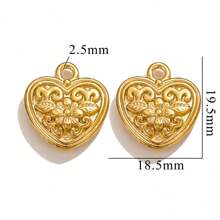 5 Pieces Of 304 Stainless Steel 18k Gold-Plated Vintage Rose Pendant Necklace And Bracelet With Titanium Steel Heart Heart Shape DIY Waterproof Leaf Pendant - Pendant - View 30