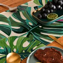1pc Green Palm Leaf Tropical Print Table Runner, Suitable For Holidays, Parties, Birthdays, Dinners, Kitchen And Dining Room Decor, All Seasons Home And Textile Decoration - Multicolor - View 6