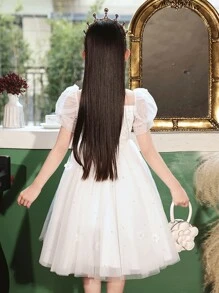 Vestido de flores para niña de las flores en bodas, vestido de fiesta formal elegante de princesa para niñas
