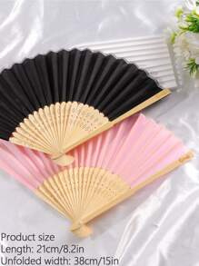 5pcs&1pc Silk Folding Fan, Black And White Fan For Bride And Bridesmaids, Bachelorette Party Wedding Bridal Shower Decoration, Bridesmaid Gift Wedding Decoration, Perfect For Wedding, Dance, Photography And Cheongsam Accessories - Elegant And Convenient Accessories For Any Occasion