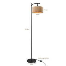 Farmhouse Standing Lamp,  Natural Paper String Lampshade Shade, Rustic Standing Floor Lamps With Foot Switch, For Living Room, Bedroom, Office (Bulb Not Include) - UK Plug(220-240V) - View 2