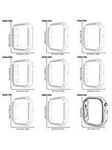 1 pièce Étui de protection décoré de cristaux scintillants et ajouré, compatible avec Apple Watch 38/40/41/42/44/45/46/49mm, Série Ultra/SE/10/9/8/7/6/5/4/3/2/1, accessoire de montre connectée de style