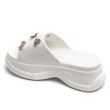 Sandales Compensées / Mules Furry - Confort And Style Pour Un Look Estival Chic - White - View 3