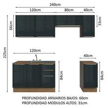 Cocina Integral Modular Luna Madesa 240cm Con Acessorios Mn Color Marrón/negro - Marrón y negro - Ver 3