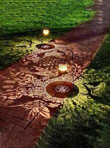 1pc Solar Powered Hummingbird Lamp/Hummingbird Planter Light, Waterproof Outdoor Hummingbird Lantern, Metal Bird Decor LED Lantern, Suitable For Lawn, Rooftop, Terrace, Etc.