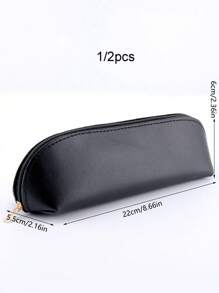 1/2 Piece Solid Color Leather Pencil Case, Fresh Japanese Campus Style Pencil Box, Back To School, Stationery, Pencil Pouch, Backpack,Bag