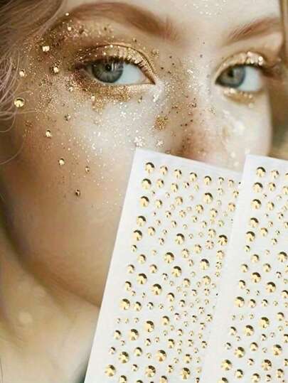 1 Piece Of 325 Gold Sparkling Gemstone Stickers, Sparkling Diamond Eye Makeup Stickers, Beauty Products, Facial Decorations Suitable For Parties, Performances, Ball Role-Playing, Nail Art, And DIY Crafts