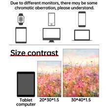 1 szt. Różowy wiosenny dziki kwiat botaniczny plakat artystyczny bez ramki nowoczesny współczesny styl - estetyczny kolorowy kwiat boho obraz na płótnie wydruk do wystroju Cottagecore, minimalistyczny kwiatowy obraz ścienny, poziomy wydruk artystyczny tuszem na powierzchni płótna