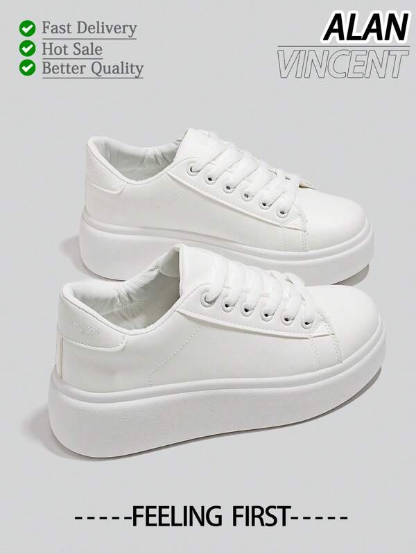 [Serie di suole rialzate] 2025 Estate scarpe da ginnastica bianche da donna, scarpe con plateau da donna, aumentano l'altezza di 5 cm, leggere e confortevoli, nuove scarpe casual stile per donne, abbinabili liberamente a pantaloni, adatte per feste, belle e carine