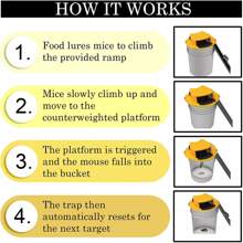 Flip Slide Bucket Lid Mouse Traps - Humane Rat Catcher - Multi-Catch Bucket Trap For Indoor And Outdoor Application - Auto-Reset Trap Door Style - Reusable Rat Traps 5 Gallon Bucket Compatible - Yellow - View 5
